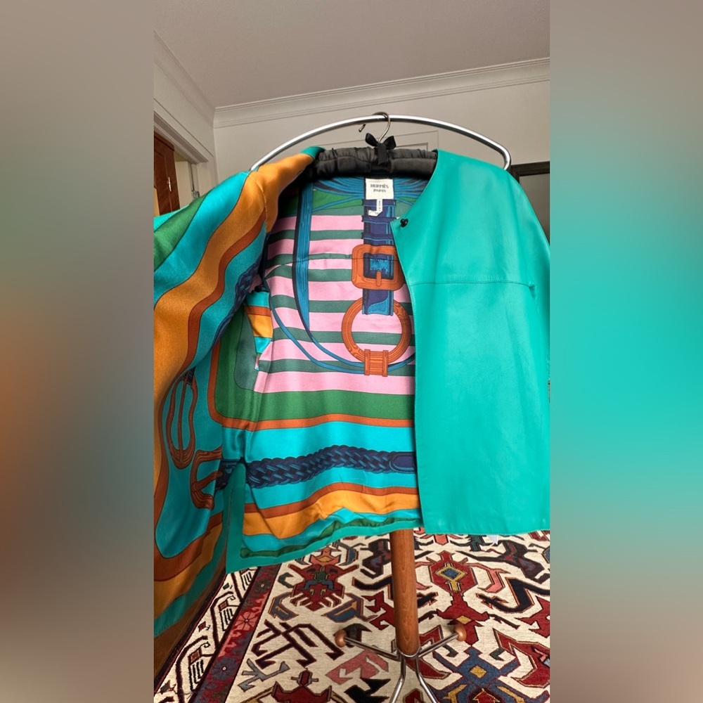 Sold ❌Hermès Teal Leather Jacket - Picture 11 of 11